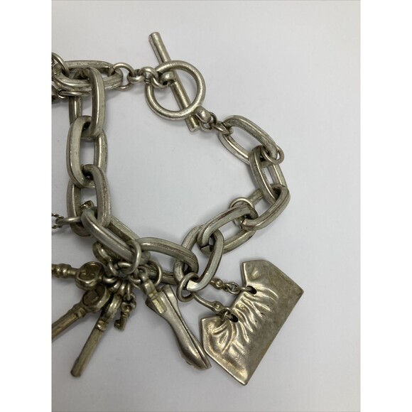 Kenneth Cole Reaction Charm Bracelet Shoes Purses Keys Mostly Silver Tone - Picture 8 of 11